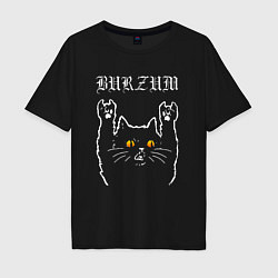 Мужская футболка оверсайз Burzum rock cat