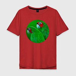 Мужская футболка оверсайз Два зелёных попугая