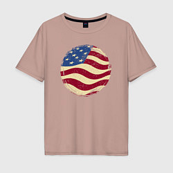 Футболка оверсайз мужская Flag USA, цвет: пыльно-розовый