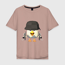 Мужская футболка оверсайз Chicken Gun в каске