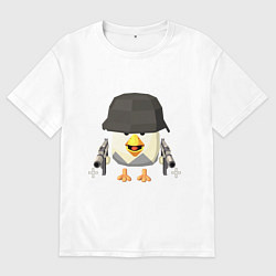 Мужская футболка оверсайз Chicken Gun в каске