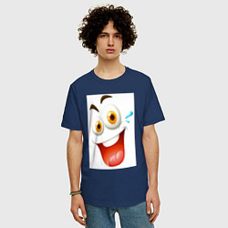 Футболка оверсайз мужская Счастливое выражение лица, цвет: тёмно-синий — фото 2