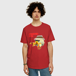 Футболка оверсайз мужская Цыпленок с автоматами, цвет: красный — фото 2