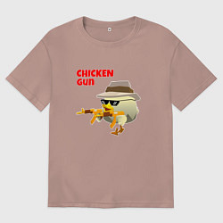 Мужская футболка оверсайз Цыпленок с автоматами