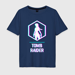 Мужская футболка оверсайз Tomb Raider в стиле glitch и баги графики