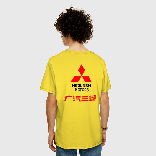 Мужская футболка оверсайз Mitsubishi motors sign / Желтый – фото 4