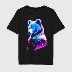 Мужская футболка оверсайз Светящийся звёздный медведь - нейросеть