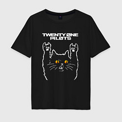 Мужская футболка оверсайз Twenty One Pilots rock cat