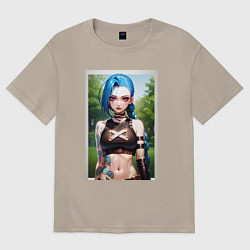 Футболка оверсайз мужская Arcane League Of Legends JINX model, цвет: миндальный