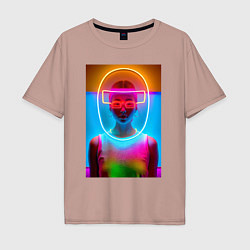 Мужская футболка оверсайз Japan girl - glow - neural network