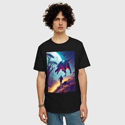 Футболка оверсайз мужская Космонавт на затерянной планете, цвет: черный — фото 2
