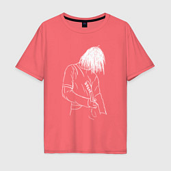 Футболка оверсайз мужская Kurt Cobain grunge, цвет: коралловый