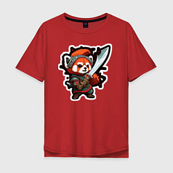 Мужская футболка оверсайз Красная панда воин