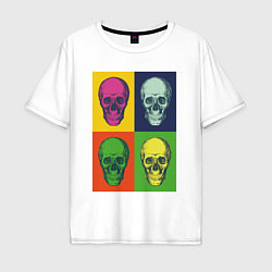 Футболка оверсайз мужская Psychedelic skulls, цвет: белый
