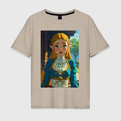 Футболка оверсайз мужская The legend of Zelda - ahegao art, цвет: миндальный