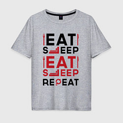 Мужская футболка оверсайз Надпись: eat sleep S T A L K E R repeat