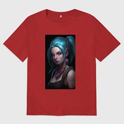 Футболка оверсайз мужская Jinx art Arcane League of Legends, цвет: красный