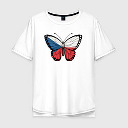 Футболка оверсайз мужская Чехия бабочка, цвет: белый