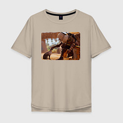 Мужская футболка оверсайз Ассасин гладит кота