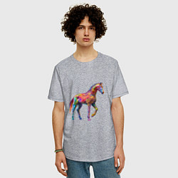 Футболка оверсайз мужская Конь геометрик, цвет: меланж — фото 2