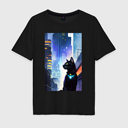 Мужская футболка оверсайз Black cat - a resident of the metropolis - New Yor