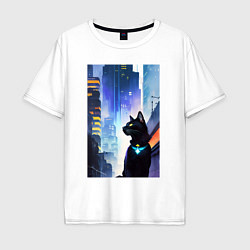 Мужская футболка оверсайз Black cat - a resident of the metropolis - New Yor