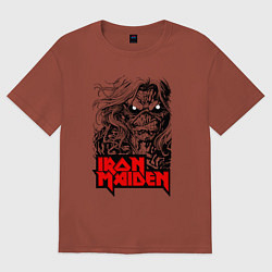 Футболка оверсайз мужская Iron Maiden eyes, цвет: кирпичный