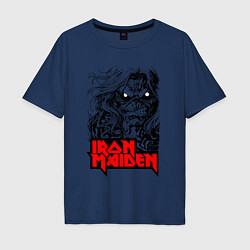 Футболка оверсайз мужская Iron Maiden eyes, цвет: тёмно-синий