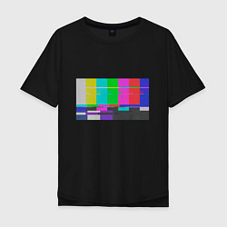 Мужская футболка оверсайз Разноцветные полосы в телевизоре