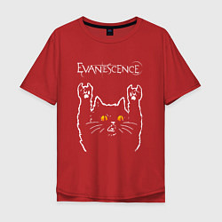 Футболка оверсайз мужская Evanescence rock cat, цвет: красный