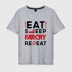 Футболка оверсайз мужская Надпись: eat sleep Far Cry repeat, цвет: меланж