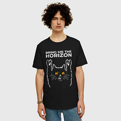 Футболка оверсайз мужская Bring Me the Horizon rock cat, цвет: черный — фото 2