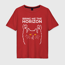 Футболка оверсайз мужская Bring Me the Horizon rock cat, цвет: красный
