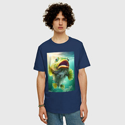 Футболка оверсайз мужская Большой карп, цвет: тёмно-синий — фото 2