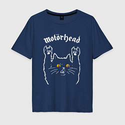 Футболка оверсайз мужская Motorhead rock cat, цвет: тёмно-синий