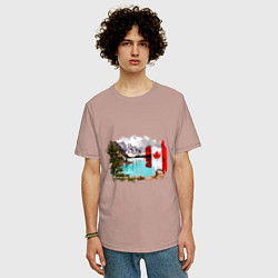 Футболка оверсайз мужская Канада и канадский флаг, цвет: пыльно-розовый — фото 2