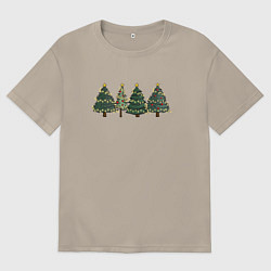 Мужская футболка оверсайз Новогодние деревья