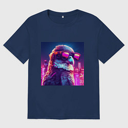 Футболка оверсайз мужская Сокол в очках, цвет: тёмно-синий