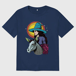 Футболка оверсайз мужская Ведьма и осел comic style, цвет: тёмно-синий