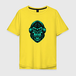 Мужская футболка оверсайз Крутая горилла в наушниках