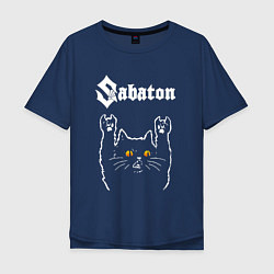 Футболка оверсайз мужская Sabaton rock cat, цвет: тёмно-синий