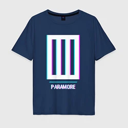 Футболка оверсайз мужская Paramore glitch rock, цвет: тёмно-синий