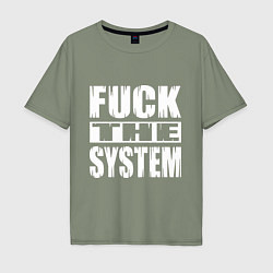 Футболка оверсайз мужская SoD - f**k the system, цвет: авокадо