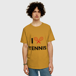 Футболка оверсайз мужская I Love Tennis, цвет: горчичный — фото 2