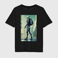 Мужская футболка оверсайз Skeleton - cyberpunk - metropolis