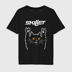 Мужская футболка оверсайз Skillet rock cat