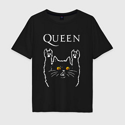 Мужская футболка оверсайз Queen rock cat
