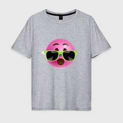 Мужская футболка оверсайз Розовый смайлик в очках