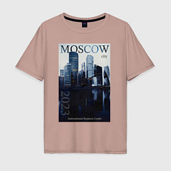 Футболка оверсайз мужская Moscow city обложка журнала, цвет: пыльно-розовый