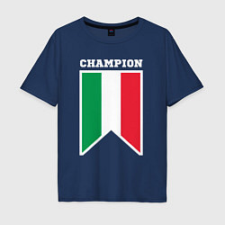 Футболка оверсайз мужская Италия чемпион, цвет: тёмно-синий